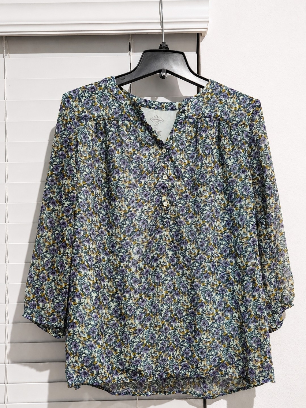St Johns Bay Petite Large Floral Cottagecore Blouse Boho Spring Top